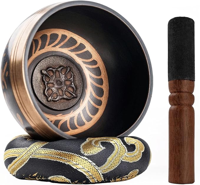 DomeStar Tibetan Singing Bowl Set, Authentic Handmade Meditation Bowl Stress Relief Yoga Set with Striker & Cushion for Sound Therapy, Chakra Healing, Spiritual Gatherings - Bloomnest