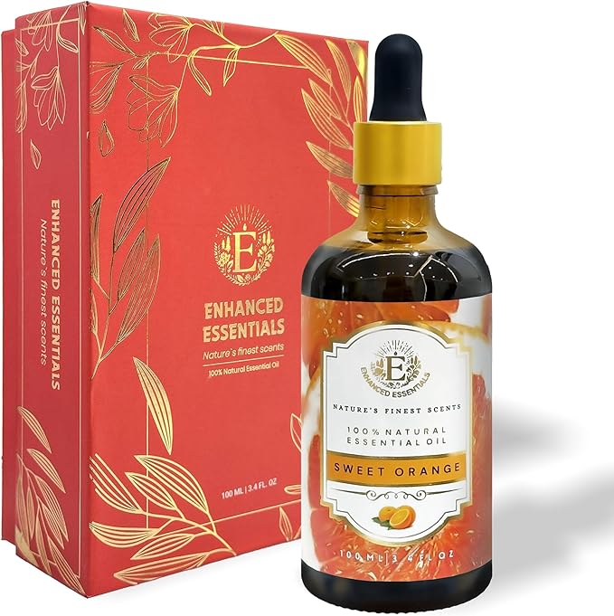 Luxurious Sweet Orange Essential Oil by Enhanced Essentials| Slow Distilled & Pure| for Home Cleaning,Aromatherapy,Bath,Perfume,Soap & Candle Making| Ideal for Business|3.38 fl oz (100 ml) - Bloomnest