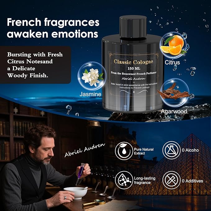 Car Air Freshener, Smart Car Air Freshener, Music-Synced RGB Ambient Lights with Auto On/Off, 150ml, Suitable for Cars, Homes, Offices, Bedrooms (Cologne) - Bloomnest