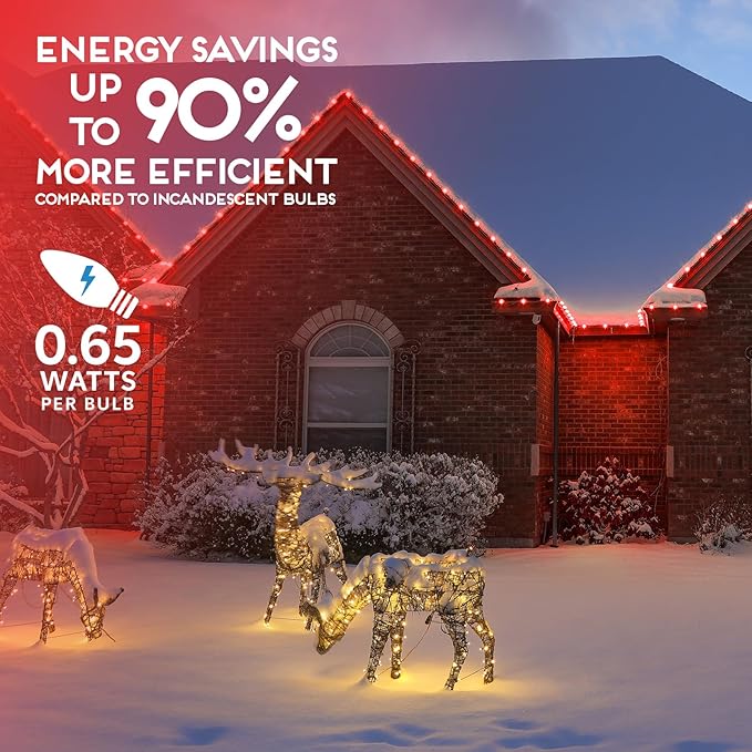 HLO Lighting Set of 500 Red C9 Faceted LED Christmas Light Bulbs for Indoor & Outdoor Use | Durable Replacement Bulbs - Bloomnest