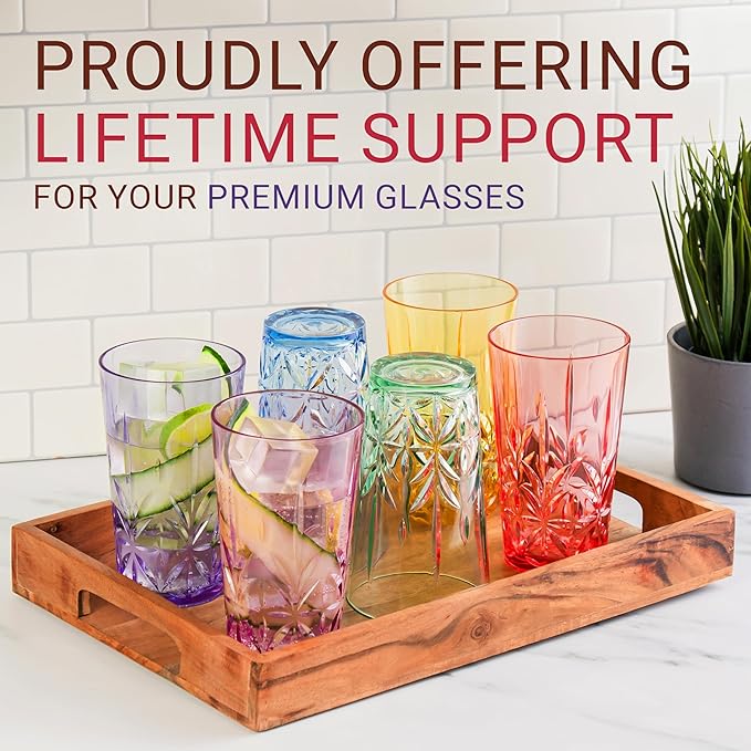Royal Plastic Drinking Tumbler, Premium Quality Water Glasses, Dishwasher-Safe BPA-Free Durable Mixed Colors Assorted Stackable Cups, 18 oz Set of 6 - Bloomnest