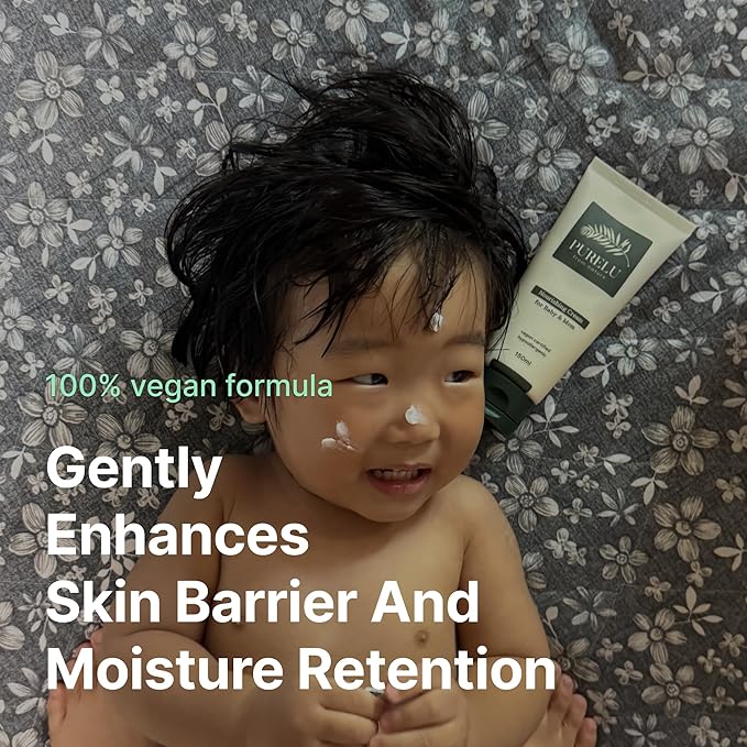 PURELU Baby Deep Moisturizing Cream with Shea Butter & Ceramides for Sensitive Skin, Baby Skin Care, Hypoallergenic Fragrance Free Vegan (5.07 Fl Oz) - Bloomnest