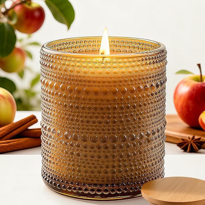 Apple & Cinnamon Scented Candle, Large Jar Aromatherapy Candle Over 60 Hours of Burn Time, Candles for Home Scented Fall Decor Home Fragrance Perfect for Gifting - Bloomnest