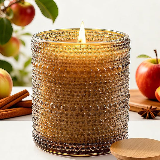 Apple & Cinnamon Scented Candle, Large Jar Aromatherapy Candle Over 60 Hours of Burn Time, Candles for Home Scented Fall Decor Home Fragrance Perfect for Gifting - Bloomnest