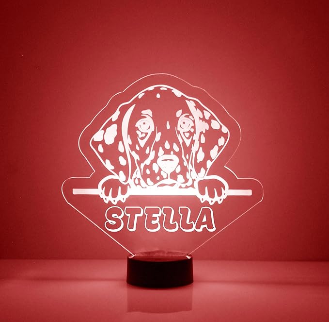 Custom Dog LED Sign Night Light Lamp with Remote, Light Up Display with Personalized Name or Image, Customized, Made in The USA, Clear Acrylic Home Decor Design with 16 Colors, 4 Modes (Dalmation) - Bloomnest
