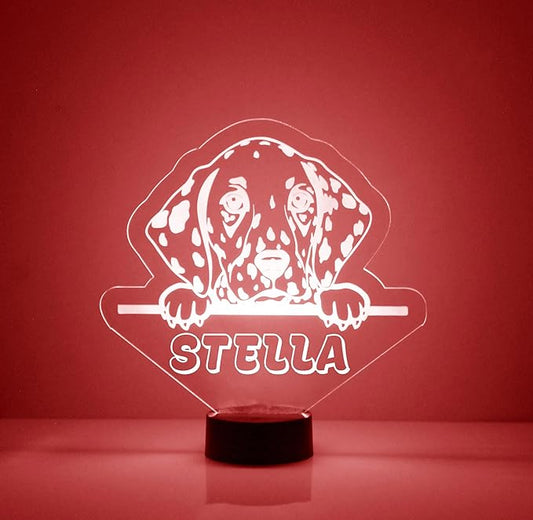 Custom Dog LED Sign Night Light Lamp with Remote, Light Up Display with Personalized Name or Image, Customized, Made in The USA, Clear Acrylic Home Decor Design with 16 Colors, 4 Modes (Dalmation) - Bloomnest