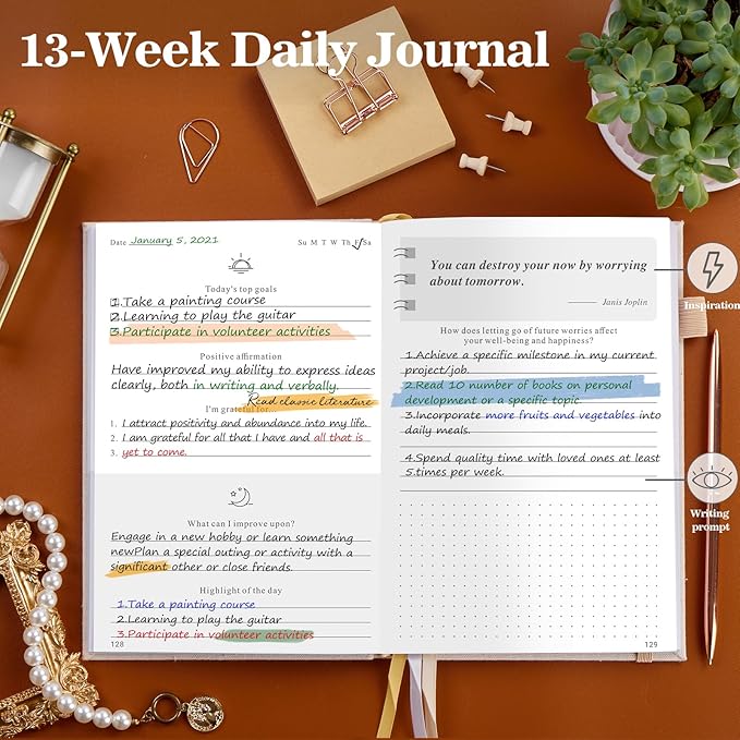 5 MINUTES A DAY Self-Care Journal – 91 Days Daily Reflection Notebook – Mental Health Journal, Anxiety & Guided Journal for Women & Men, Meditation & Mood Log, A5 (Beige) 5MINUTESADAY