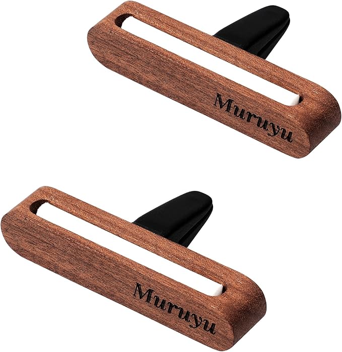 2-Pack Car Diffuser, Natural Sapele Wood Air Freshener Vent Clip for Essential Oils, Refillable Solid Wood Design (No Essential Oils) - Bloomnest