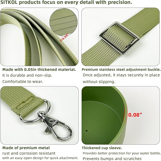 Silicone Boot Set for Owala Water Bottle 24 oz, 32 oz, 40 oz - Includes Non-Slip Sleeve, Shoulder Strap & Handle Strap, Perfect Owala Accessories, Fits Owala Tumbler, Owala FreeSip, Candy Coated SITKOL