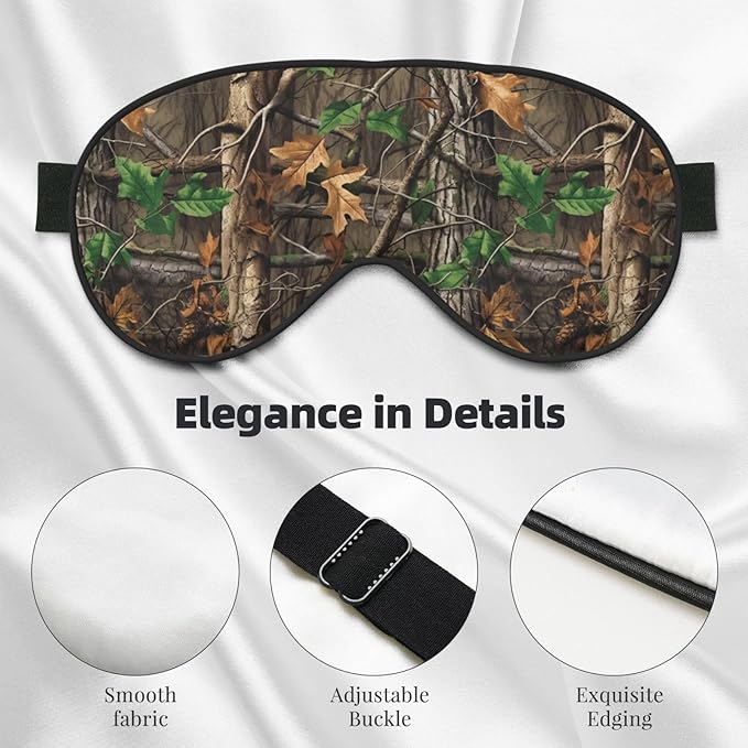 Sleep Eye Mask Camouflage Camo Branches Leaves Sleep Mask for Women Men Comfortable Eye Mask with Adjustable Strap Soft Eye Cover Blindfold for Travel Yoga Nap Shift Work - Bloomnest