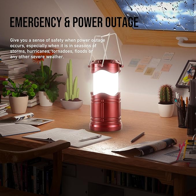 Lichamp LED Camping Lantern, 4 Pack Battery Powered Flashlight for Power Outages, Portable Collapsible Hanging Light Essential for Home, Outdoor, Emergency Lamp Survival Kit Gear for Hurricane,B4BD - Bloomnest