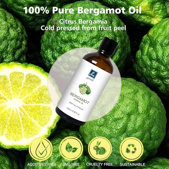 Pure Bergamot Essential Oil for Diffuser, 100% Pure Undiluted - 3.38 Fl Oz 100ml - Bloomnest