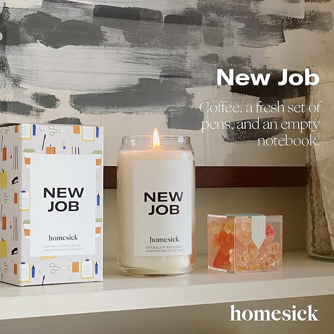 Homesick New Job Scented Candle - 13.75 oz Leather & Cinnamon Scented Natural Soy Wax Blend, Coworker Leaving Gifts for Friends, Goodbye, Going Away, New Beginnings & Congrats on New Job Candle Gift - Bloomnest