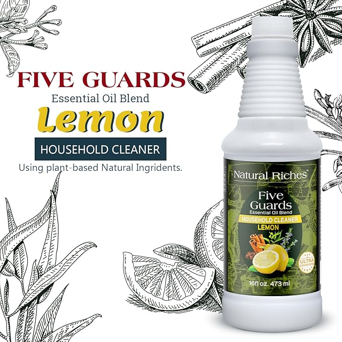 Natural Riches Household Cleaner Concentrate Five Guards Lemon scent from The Tales of French stories of Thieves Essential oil Blend household cleaner - 16 fl oz - Bloomnest