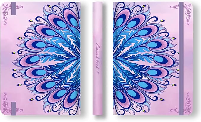 TIEFOSSI A5 Journal Notebook-College Lined Ruled Hardcover Journals for Writing Women-100gsm Thick Paper 224 Numbered Pages-Peacock Feather Embossed Journal-Daily Journal for Writing - Bloomnest