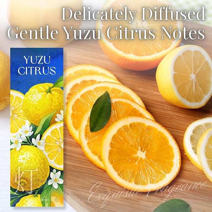 Yuzu Citrus Luxury Japanese Incense Sticks 60sticks Lemon Orange Mndarin Musk Coreless Low Smoke Natural Charcoal Free Non Toxic Aromatherapy Meditation Calming Stress Relief Relaxation Yoga TOMORI VECTillJapan-TOMORIofficial-