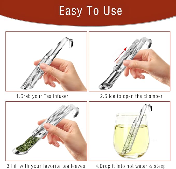 304 Stainless Steel Tea Infuser for Loose Leaf Tea Steeper,Tea Strainer,Food-Grade Fine Mesh Tea Diffuser Set w/Cleaning Brush for Single-Cup Brewing;Sifter for Flour,Matcha,Coffee,Spices,Seasonings - Bloomnest