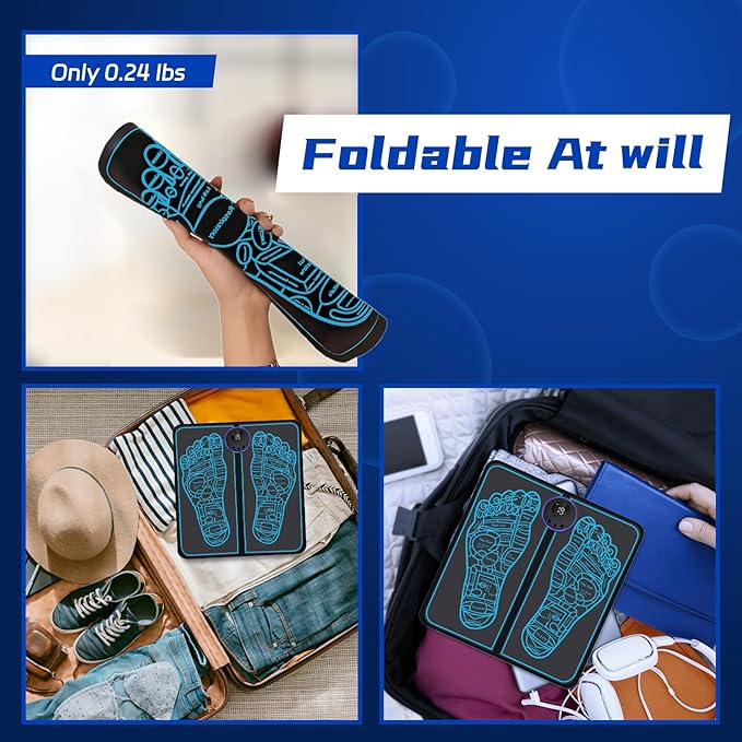 Beyn Health Expert Electronic Stimulator - Feet Massager Mat for Pain Plantar Relief,Muscle Relaxation, Portable & Rechargeable Foot Stimulator with 8 Modes &19 Levels with Remote Control-6 - Bloomnest