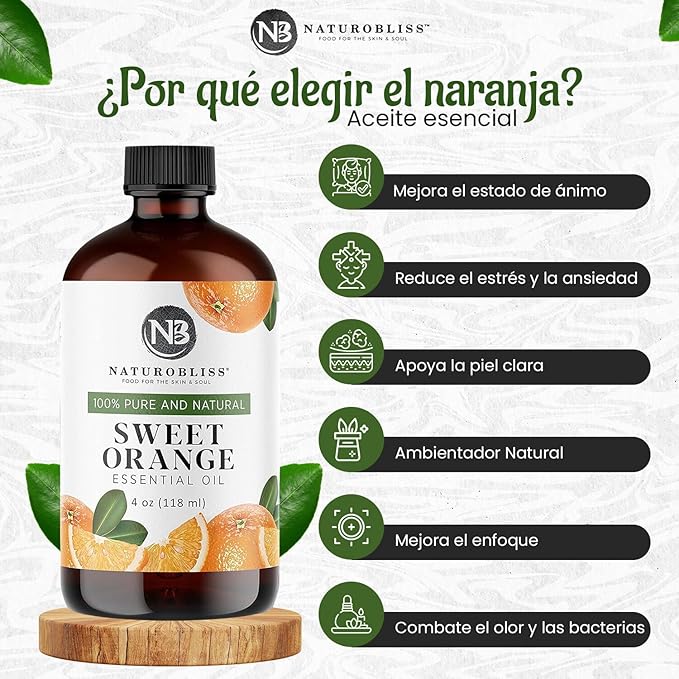 NaturoBliss 100% Pure & Natural Sweet Orange Essential Oil Therapeutic Grade Premium Quality Oil with Glass Dropper - Huge 4 fl. Oz - Perfect for Aromatherapy and Relaxation - Bloomnest