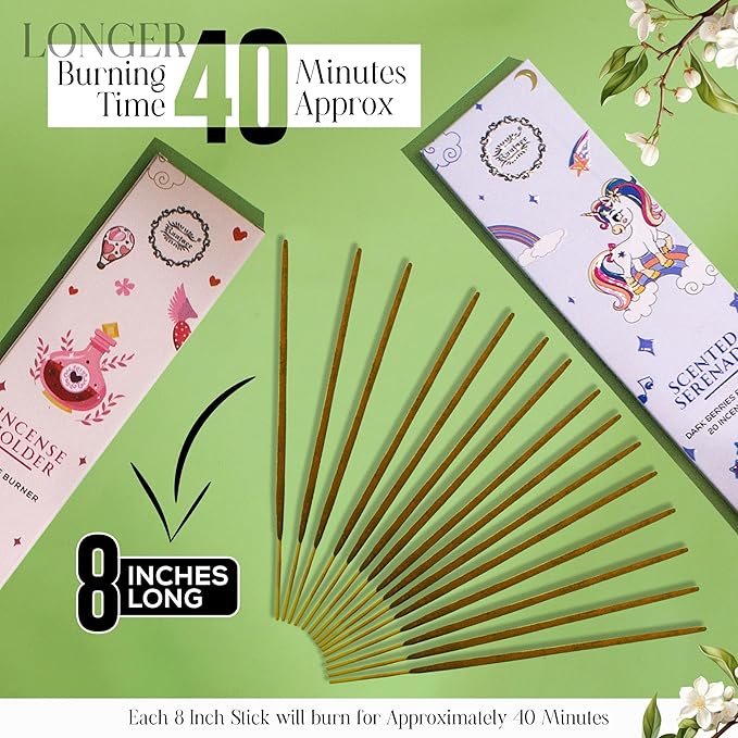Raajsee Natural Incense Sticks with Insence Holder- Pack of 6 Organic Inscent -120 Insense Sticks, Non Toxic Clean Burning, Boho Gift Set, Sage,Apple Pumpkin,Coconut, Coffee,Rosemary Patchouli RAAJSEE