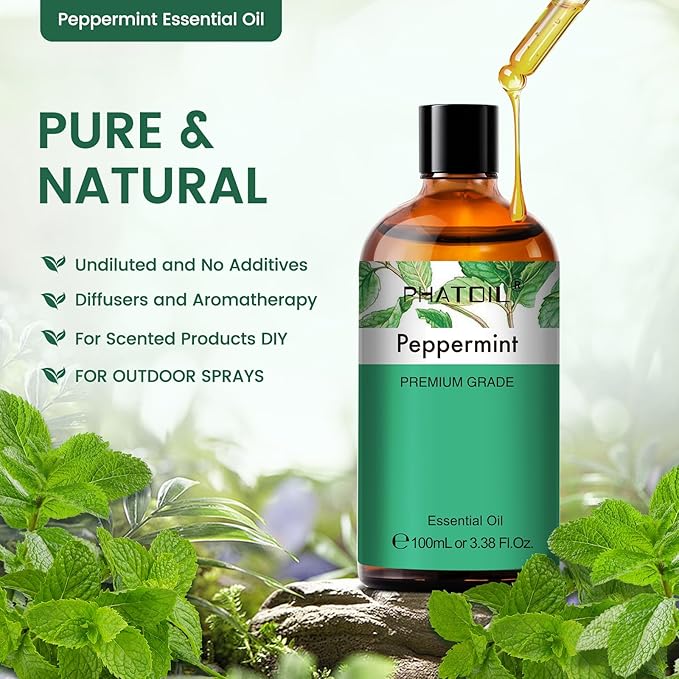 PHATOIL Peppermint Essential Oil, Huge 3.38 Fl Oz Pure and Natural, Premium Grade Essential Oil for Diffuser and Aromatherapy - Bloomnest