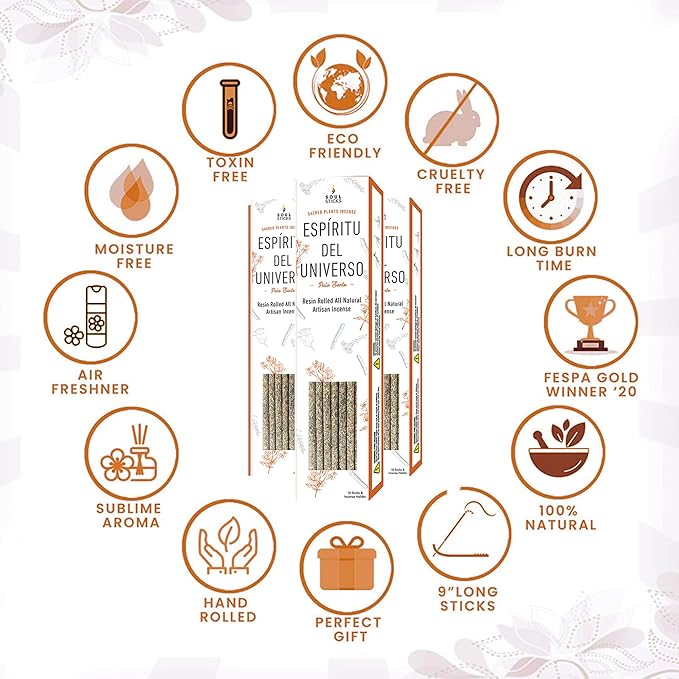 SOUL STICKS Handcrafted 10pcs Artisan Incense Sticks Non-Toxic & Long Lasting Aromatic Sticks for Yoga Meditation Relaxation Aromatherapy Cleansing & Purification (Palo Santo) SoulSticks