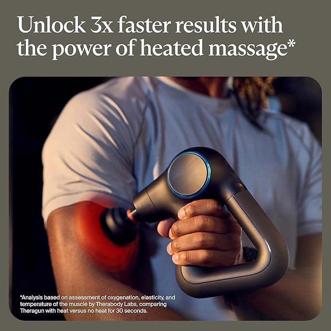 TheraGun Therabody Prime Plus Heated, Powerful Massage Gun for Enhanced Warm-Up & Workout Recovery - Quiet Deep Tissue Massager for Body and Back Pain Relief - Leg & Back Massager with Heat - Bloomnest