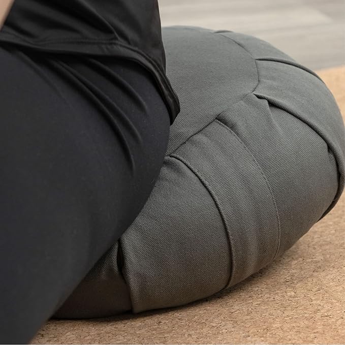 Myga Zafu Yoga Meditation Cushion with Washable Cover - Floor Cushion Pillow with Natural Buckwheat Filling - Soft Round Cotton Design for Meditating or Pranayama Exercises - Bloomnest