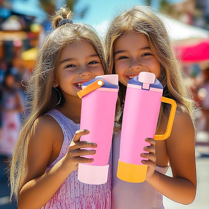 Mity rain 2PCS Protective Silicone Boots for Owala 30oz & 40oz FreeSip Sway Bottles & Tumblers - Accessories for owala, Enhances Stability & Prevents Scratches (Golden Yellow & Pastel Pink) Mityrain