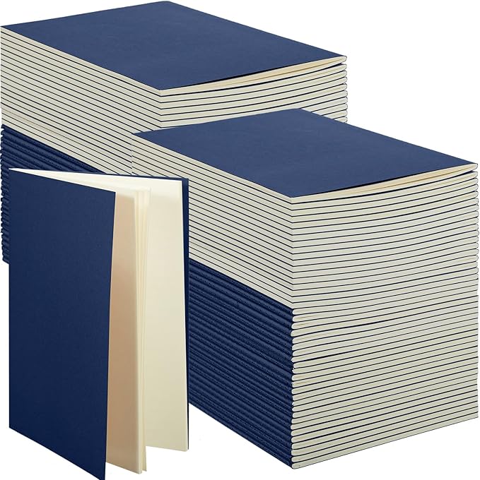 Mimorou 100 Pcs Journals Notebooks Bulk - Kraft Softcover A5 Small Notebooks 5.5 Inch x 8.3 Inch Notepads with 60 Page 30 Sheet for Writing Sketch Travel Office Supplies(Navy,Unlined) - Bloomnest