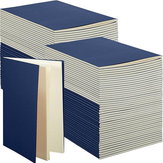 Mimorou 100 Pcs Journals Notebooks Bulk - Kraft Softcover A5 Small Notebooks 5.5 Inch x 8.3 Inch Notepads with 60 Page 30 Sheet for Writing Sketch Travel Office Supplies(Navy,Unlined) - Bloomnest