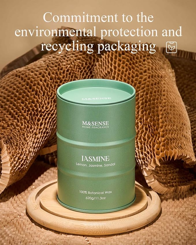 M&SENSE Jasmine Scented Candles Large, Natural Soy Candles 21.2oz 120 Hour Slow Burning,Aromatherapy Candle for Stress Relief Meditation Relaxing - Bloomnest