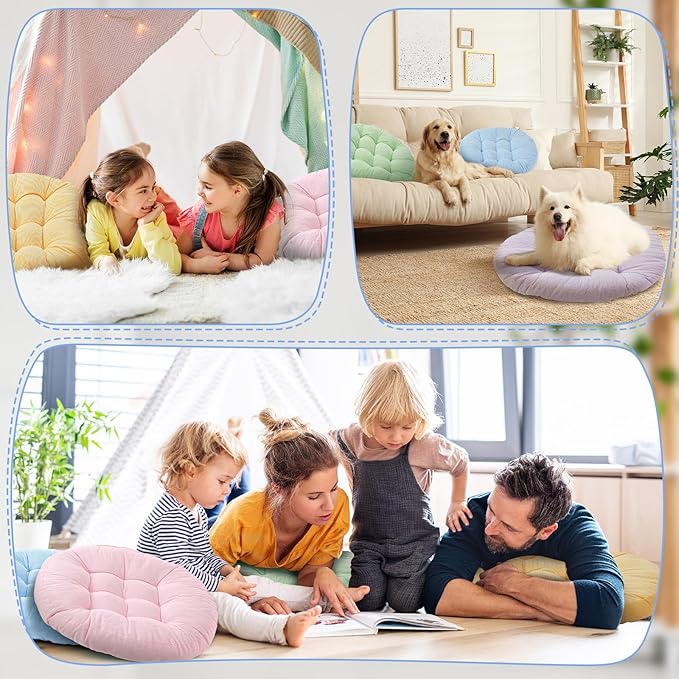 Jerify Round Floor Pillows Cushions 22 x 22 Inch Large Flexible Seating Cushion Classroom Furniture Floor Pillow for Home Daycare Preschool Yoga Meditation Gift (Pastel,6 Pcs) - Bloomnest