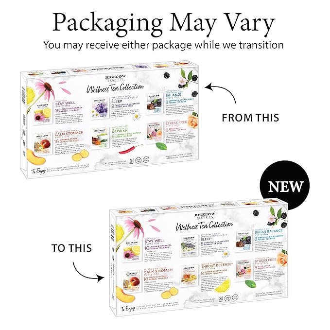 Bigelow Benefits Wellness Tea Collection, Variety Gift Box Sampler, 64 Tea Bags, (Pack of 1 - Bloomnest