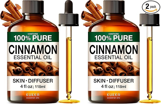 KUKKA Cinnamon Essential Oils - 4 Fl Oz - for Hair, Skin, Diffuser, Aromatherapy & DIY Soap Making Scent (Pack of 2) - Bloomnest