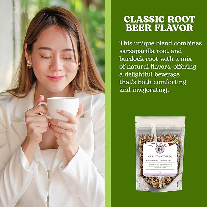 Nelson's Tea Really Root Beer - Caffeine Free Sarsaparilla Root Herbal Loose Leaf Tea; Blend of Flavors like Sarsaparilla, Sassafras Burdock, and More! - (Sample 0.5 Oz) - Bloomnest