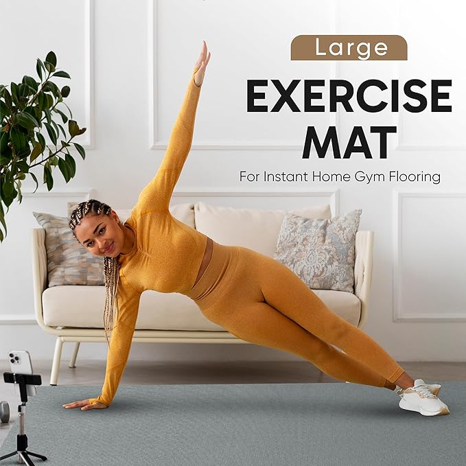 Gorilla Mats Premium Large Exercise Mat – 6' x 4' x 1/4" Ultra Durable, Non-Slip, Workout Mat for Instant Home Gym Flooring – Works Great on Any Floor Type or Carpet – Use With or Without Shoes - Bloomnest