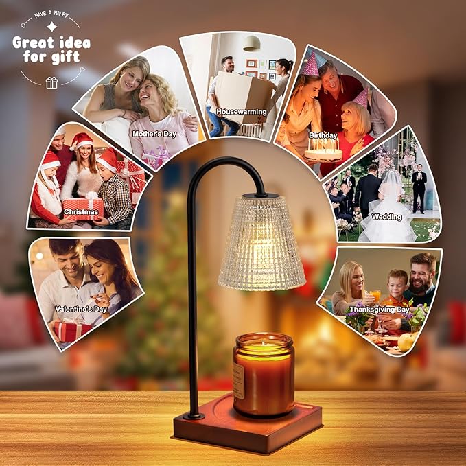 Hong-in Candle Warmer Lamp with Timer-Dimmable Black Candle Warmer,New Mom Gifts,House Warming Gifts New Home Bedroom Decor,Wax Warmer for Scented Wax Jar Candles