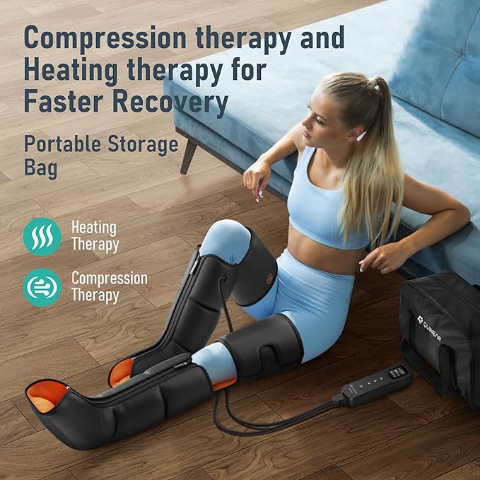 QUINEAR Leg Massager, 3-in-1 Heat and Compression Therapy, Air Compression Leg Recovery System, Leg Massage Boots for Circulation and Pain Relief, FSA-HSA-Eligible - Bloomnest