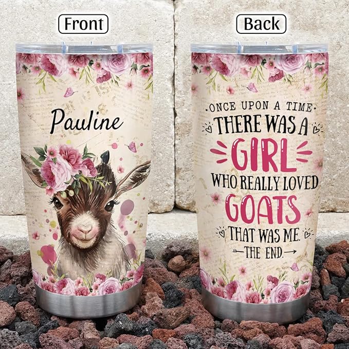 Wassmin Personalized Goat Tumbler Cup With Lid 20oz 30oz Animal Stainless Steel nsulated Tumblers Coffee Travel Mug Custom Name Birthday Christmas Goats Cups For Women Kids - Bloomnest