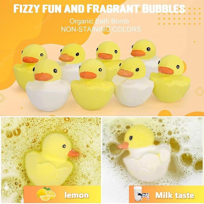 Bath Bombs for Kids with Surprise Inside,8 Pack Kids Bath Bombs Gift Set, Natural and Organic Bubble Bath Fizzy with Bath Toys, Birthday Gifts for Girls Boys - Bloomnest