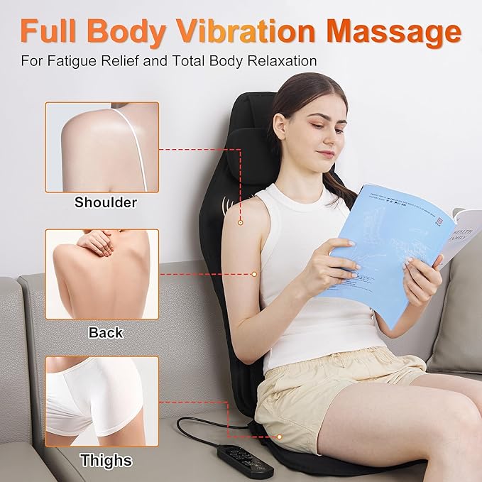 Back Massager with Heat for Pain Relief Deep Tissue, Portable Chair Massager Seat Cushion with Vibration Massage, Back Massage Chair Pad with Optional Cooling, Gifts for Dad Men Women Home Office Use - Bloomnest