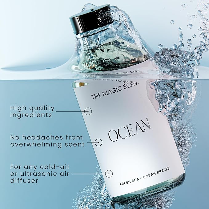The Magic Scent Ocean Diffuser Oil - Hotel & Home Luxury Scents Inspired by Bali Resort - Oil Scents for Home Designed for Use in All Diffusers - 8.5 fl oz, 250 mL - Bloomnest