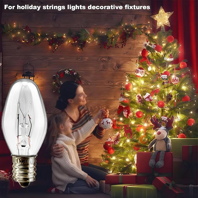 Salt Lamp Bulbs, 15 Watt Night Light - C7 Replacement Bulbs for Scentsy Wax Warmer, Dimmable Scentsy Light Bulbs for Household Salt Lamps, 24 Packs - Bloomnest