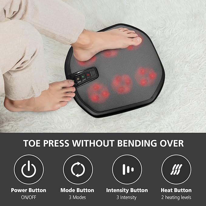 COMFIER Shiatsu Foot Massager for Plantar Fasciitis，Neuropathy, Keading Feet Massager Machine with Heat.Foot & Back Massager with Washable Cover, Feet Warmer for Men,Women - Bloomnest