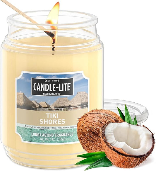 Candle-lite Scented Candles, Tiki Shores, 18 oz Jar, Proudly Poured in The USA, Aromatherapy Candle, Single-Wick with 110 Hours of Burn Time, Perfect for Creating a Refreshing Ambiance - Bloomnest