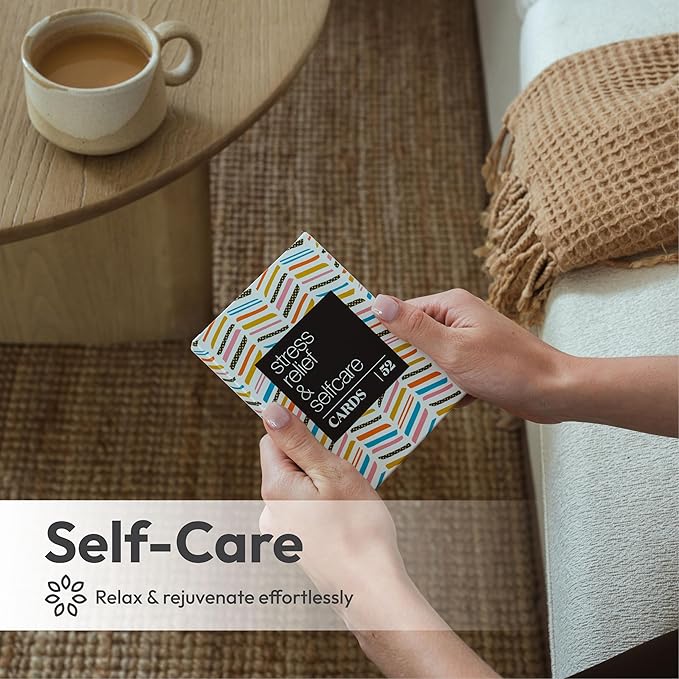 Allura & Arcia 52 Stress Less & Self Care Cards - Mindfulness & Meditation Exercises - Anxiety Relief & Relaxation - Bloomnest