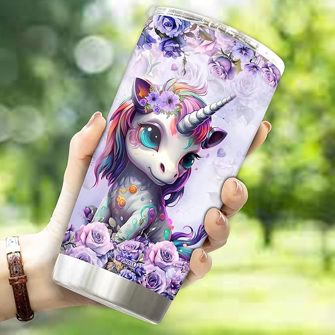 Personalized Unicorn Gifts Unicorns Gift For Women, Girls Lover Coffee Cup Mug Travel Mugs 20oz Stainless Steel Thermos Tumbler With Lids (UNICORN) - Bloomnest