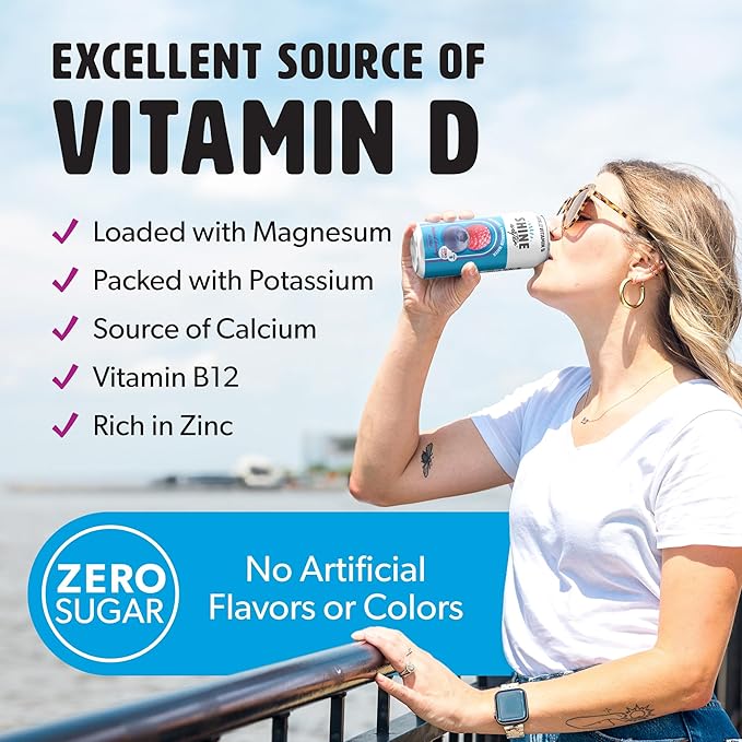 Shine Water Mixed Berry Acai Vitamin D Electrolyte Drink | Zero Sugar Hydration Beverage with Magnesium, Zinc & Antioxidants | Low Calorie Plant-Based Vitamin Water | 12 Pack - Bloomnest