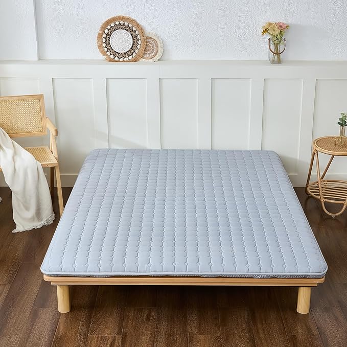 Japanese Floor Mattress Twin, Anti-Slip Japanese Futon Foldable Tatami Mat for Guests, Grey - Bloomnest